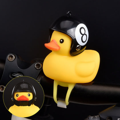 1pc Cartoon Yellow Silica Little Duck Helmet Head Bicycle Light Shining Mountain Bike Handlebar Duck Head Light Bell Accessories - Bike Gadgets